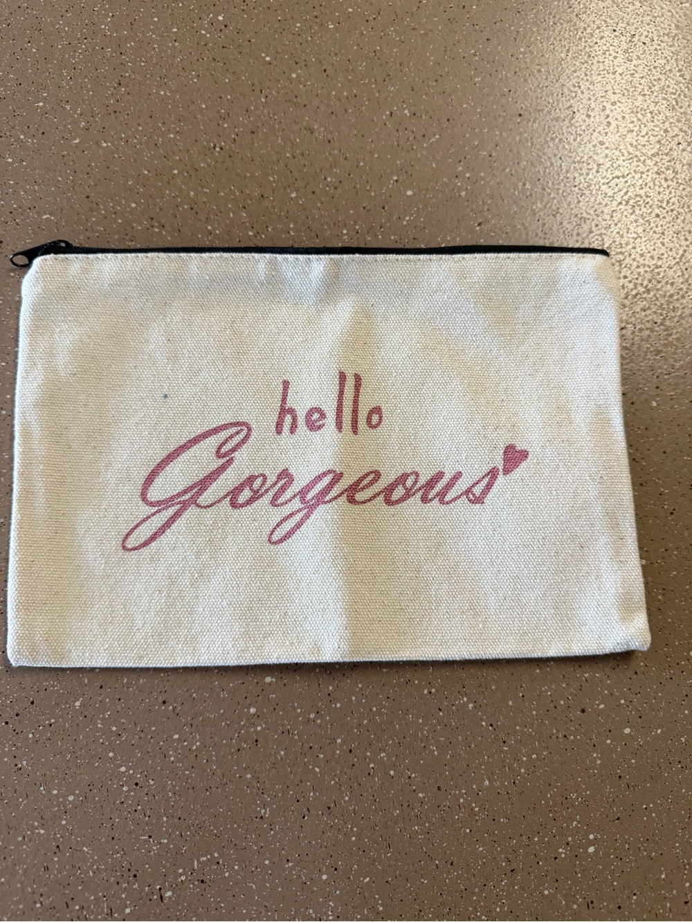 Canvas 'Hello Gorgeous' Pouch in Pink and Cream